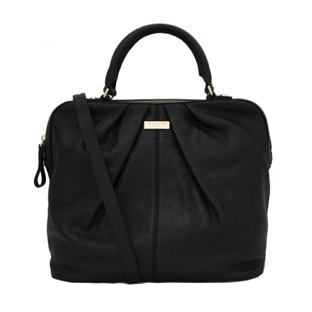 Kate Spade 5 Points Camille Bag- Black Leather With Handles Mutli Stripe Inside